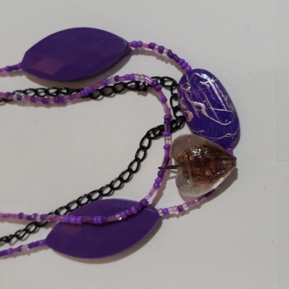 Layered Gunmetal & Colorful Beads Necklace - Matching Earrings - Fashion Jewelry - Picture 4 of 7